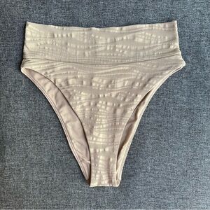 Aerie Jacquard High Cut Cheeky Bikini Bottom Sands Small Nude